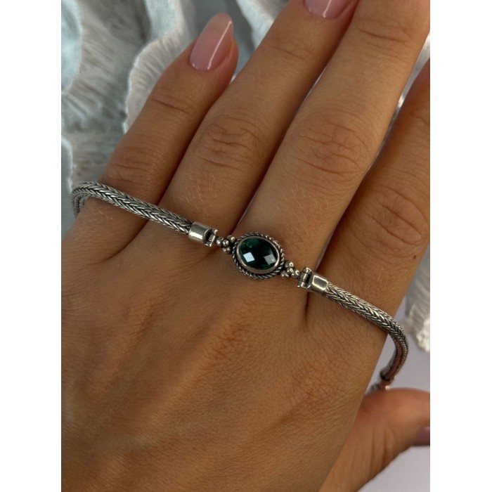 925 Sterling Silver Emerald Bracelet Length 7/7.5