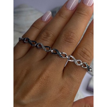 925 Sterling Silver Beryl & Spinel Bracelet Sizable