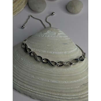 925 Sterling Silver Beryl & Spinel Bracelet Sizable