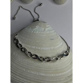 925 Sterling Silver Beryl & Spinel Bracelet Sizable