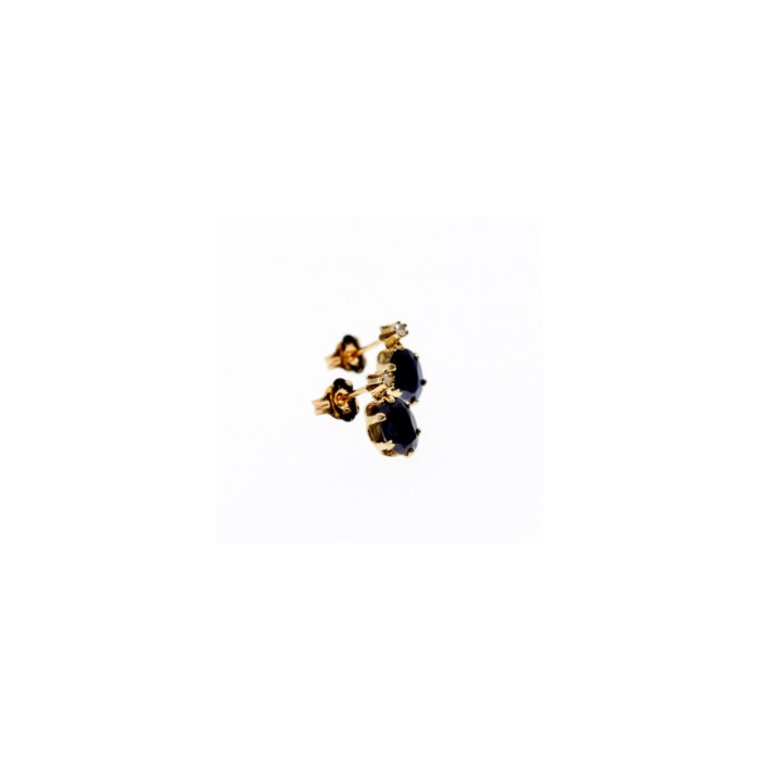 14K YELLOW GOLD ALMANDINE & DIAMOND EARRINGS