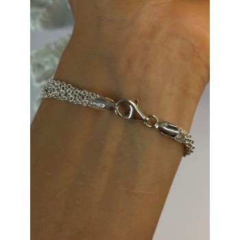 925 Sterling Silver 6 Chain Italy Heart Bracelet Length 7
