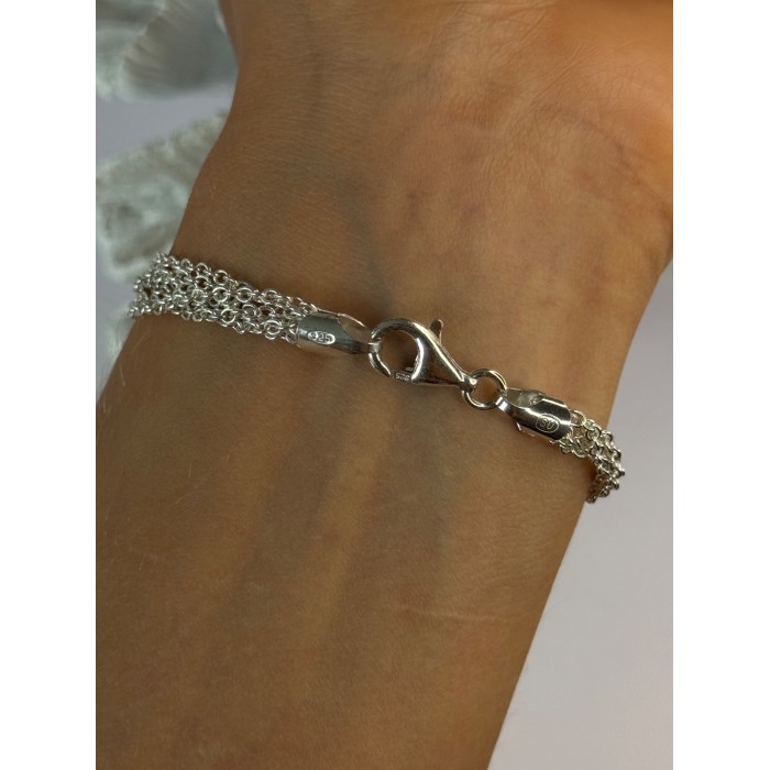 925 Sterling Silver 6 Chain Italy Heart Bracelet Length 7