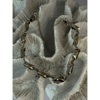 Vintage 925 Sterling Silver Multi Color Gemstones Bracelet Length 7