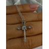 925 Sterling Silver Cross Cz Necklace Length 17/15 inch