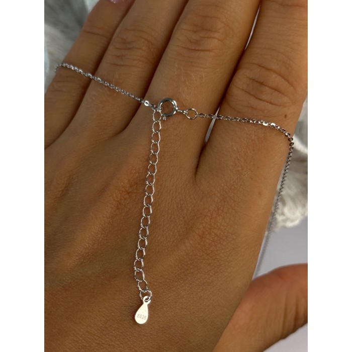 925 Sterling Silver Cross Cz Necklace Length 17/15 inch