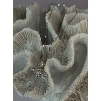 925 Sterling Silver Cross Cz Necklace Length 17/15 inch