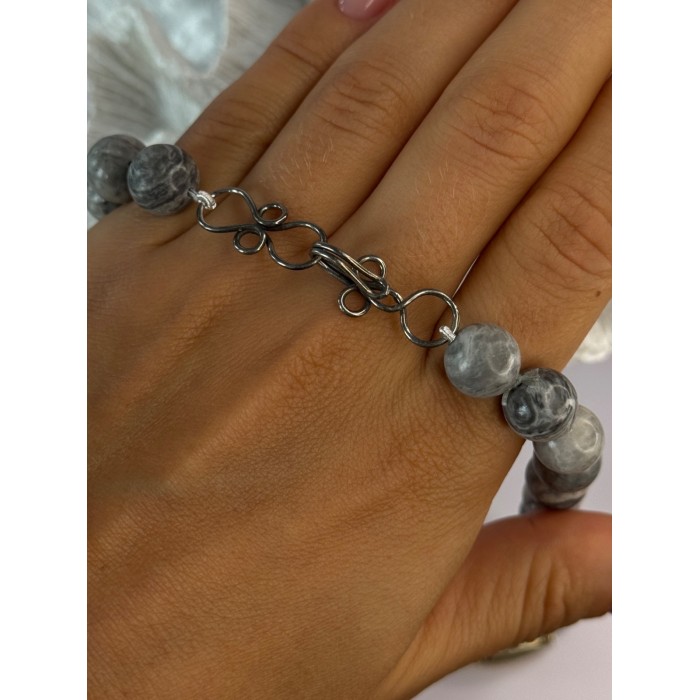 Elegant Design 925 Sterling Silver Jasper Necklace Length 18.5