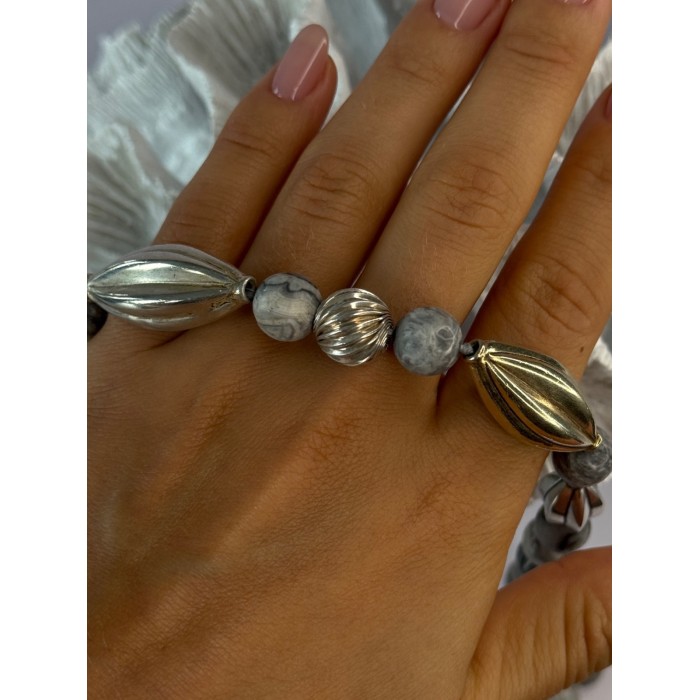 Elegant Design 925 Sterling Silver Jasper Necklace Length 18.5