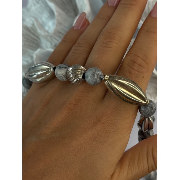 Elegant Design 925 Sterling Silver Jasper Necklace Length 18.5