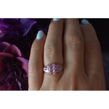 925 Sterling Silver Pink CZ Ring Size 6.5