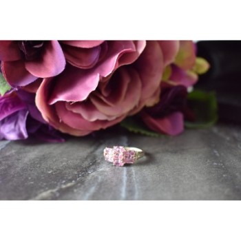 925 Sterling Silver Pink CZ Ring Size 6.5