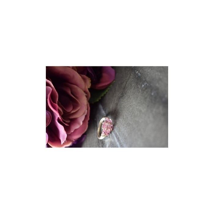 925 Sterling Silver Pink CZ Ring Size 6.5