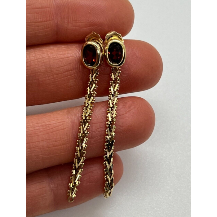 14K YELLOW GOLD GARNET EARRINGS