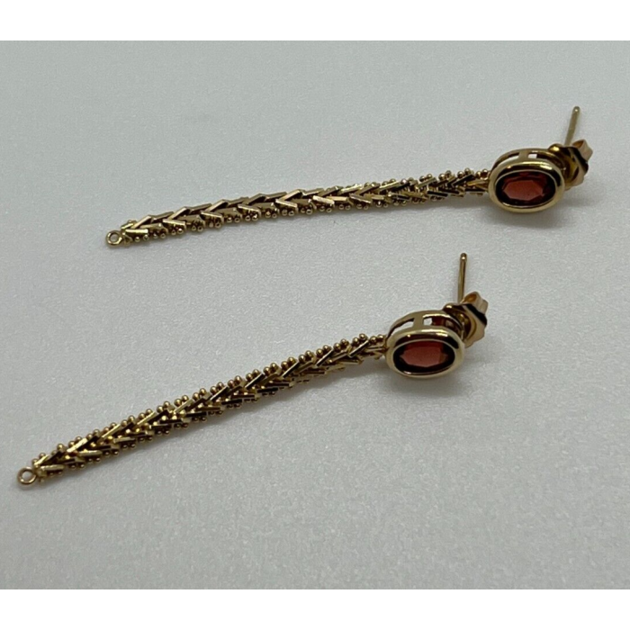 14K YELLOW GOLD GARNET EARRINGS