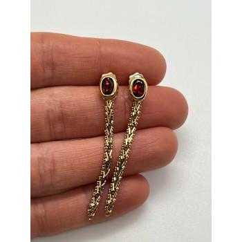 14K YELLOW GOLD GARNET EARRINGS