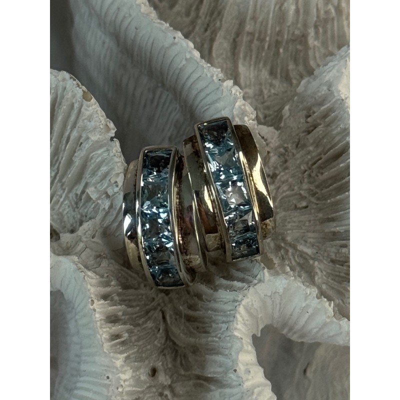 925 Sterling Silver Topaz Earrings Length 0.70 inch