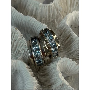 925 Sterling Silver Topaz Earrings Length 0.70 inch