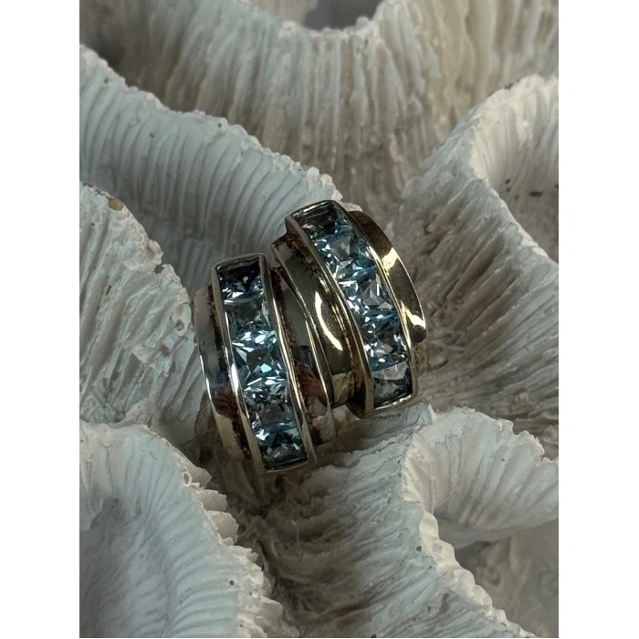 925 Sterling Silver Topaz Earrings Length 0.70 inch