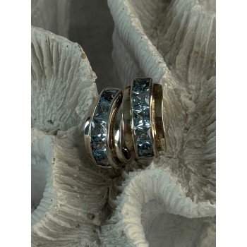 925 Sterling Silver Topaz Earrings Length 0.70 inch