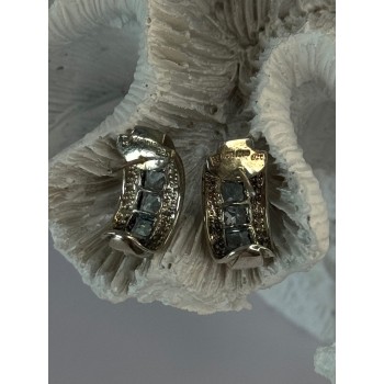 925 Sterling Silver Topaz Earrings Length 0.70 inch