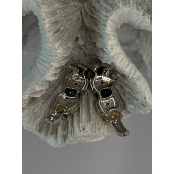 925 Sterling Silver Ruby Tanzanite Citrine Diamond Earrings Length 0.90 inch