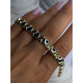 Italy 925 Sterling Silver & Gold Plated Bracelet Length 7