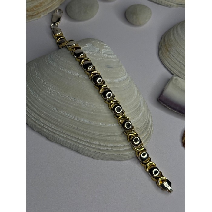 Italy 925 Sterling Silver & Gold Plated Bracelet Length 7