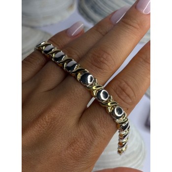 Italy 925 Sterling Silver & Gold Plated Bracelet Length 7