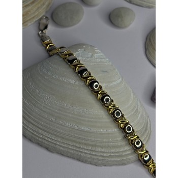 Italy 925 Sterling Silver & Gold Plated Bracelet Length 7