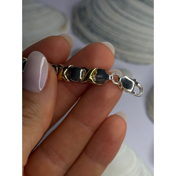 Italy 925 Sterling Silver & Gold Plated Bracelet Length 7