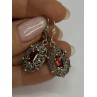 925 Sterling Silver Garnet & Marcasite Earrings Length 1.4 Inch