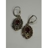 925 Sterling Silver Garnet & Marcasite Earrings Length 1.4 Inch