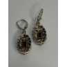 925 Sterling Silver Garnet & Marcasite Earrings Length 1.4 Inch