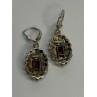 925 Sterling Silver Garnet & Marcasite Earrings Length 1.4 Inch