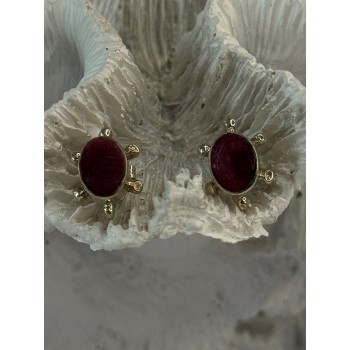 925 Sterling Silver Turtle Agate Earrings Length 0.50 inch