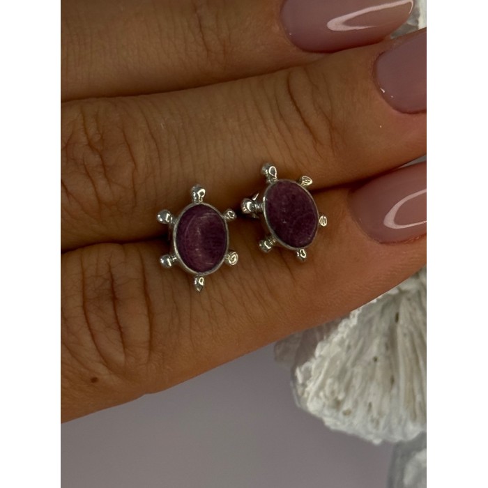 925 Sterling Silver Turtle Agate Earrings Length 0.50 inch