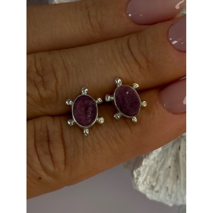 925 Sterling Silver Turtle Agate Earrings Length 0.50 inch