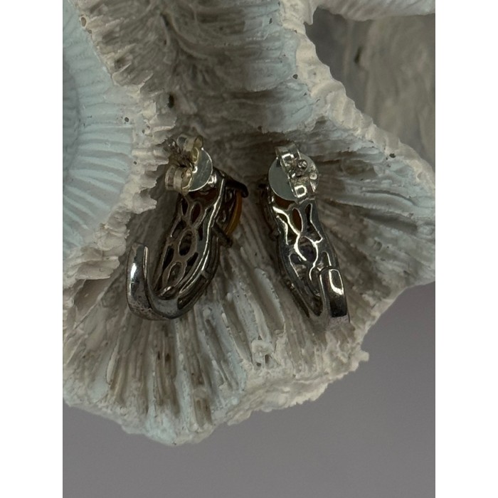 925 Sterling Silver Yellow Opal & Tanzanite Earrings Length 0.70 inch