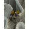 925 Sterling Silver Yellow Opal & Tanzanite Earrings Length 0.70 inch