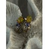 925 Sterling Silver Yellow Opal & Tanzanite Earrings Length 0.70 inch