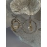 Elegant Design 925 Sterling Silver Gold Plated Part Pearl Earrings Length 1.30