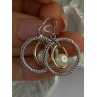 Elegant Design 925 Sterling Silver Gold Plated Part Pearl Earrings Length 1.30