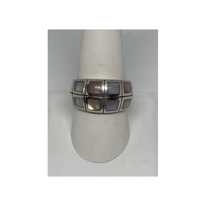 925 Sterling Silver Ring With Mother Of Pearl Size 9.75