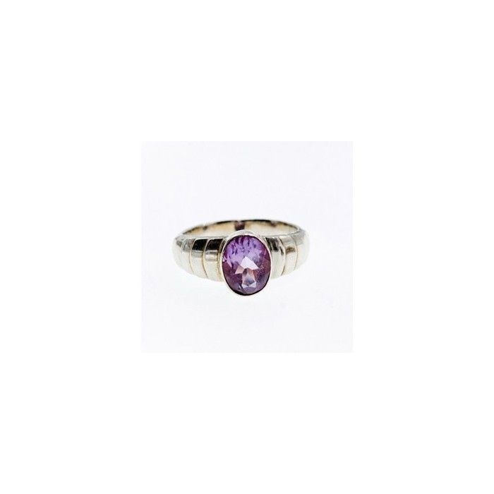 925 Sterling Silver Amethyst Ring Size 8