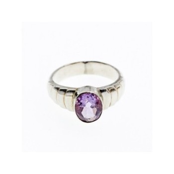 925 Sterling Silver Amethyst Ring Size 8
