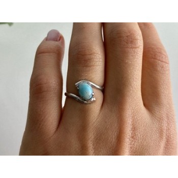 Vintage 925 Sterling Silver Larimar Ring Size 6.5