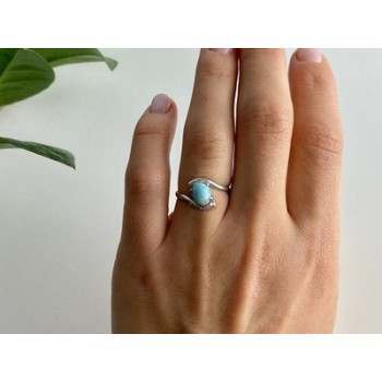 Vintage 925 Sterling Silver Larimar Ring Size 6.5