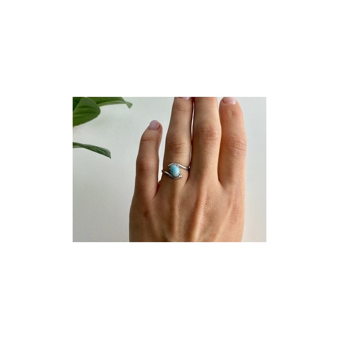 Vintage 925 Sterling Silver Larimar Ring Size 6.5
