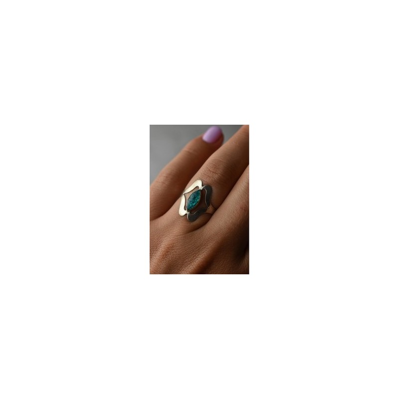 925 Sterling Silver Chinese Turquoise Ring Size 6.75 Mexico